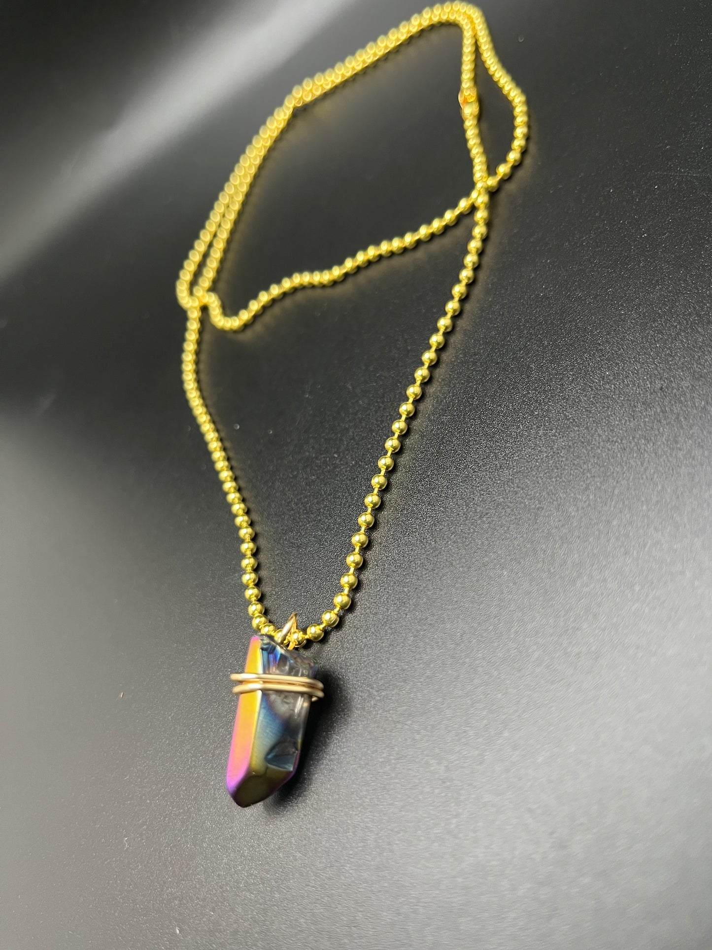 Titanium Rainbow Aura Quartz Necklace