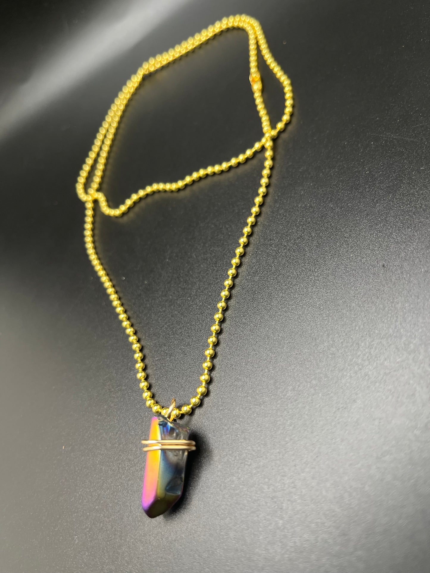 Titanium Rainbow Aura Quartz Necklace